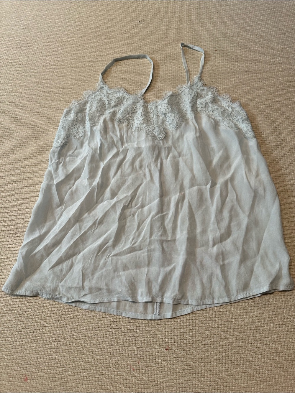 Abercrombie & Fitch Lace-Trim Satin Cami - light blue